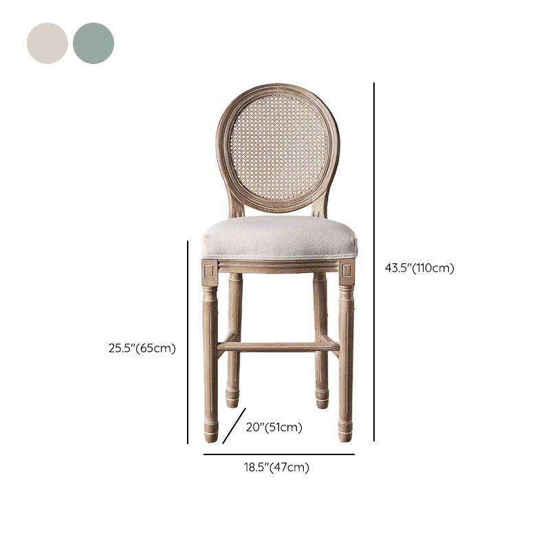 Volledige rug gestoffeerde armloze barkruk met massief houtbasis