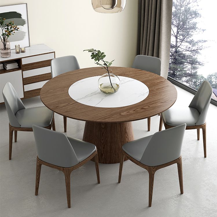 Modern 1/4/7 Pieces Round Dinette Set Ash Wood Dining Table Set with Stone Turntable Clearhalo 'Dining Room Sets' 'Dining Tables & Seating' 'dining_room_set' 'furn' 'furn_dining_room_set' 'Furniture' 'furniture_dining_room_set' 'Kitchen & Dining Furniture' 1200x1200_b2d398a4-c767-4a9e-a973-40a84f2c0835