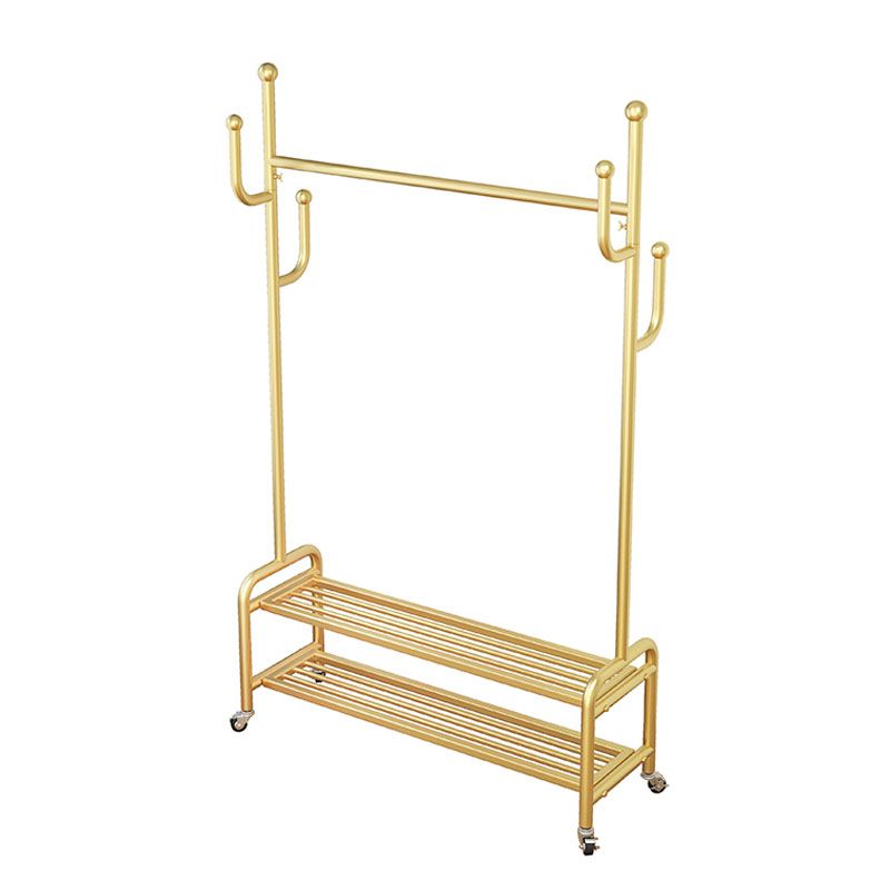 Modern Style Mobile Coat Rack Free Standing Hooks Design Metallic Coat Rack Clearhalo 'Entry & Mudroom Furniture' 'furn' 'furn_hall_tree_coat_racks' 'Furniture' 'Hall Trees & Coat Racks' 'hall_tree_coat_racks' 1200x1200_b2d52689-34ae-4cf0-a4d5-4025244fe4d1