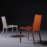 Leather Dining Chair Minimalist Design Solid Back Armless Dining Chair