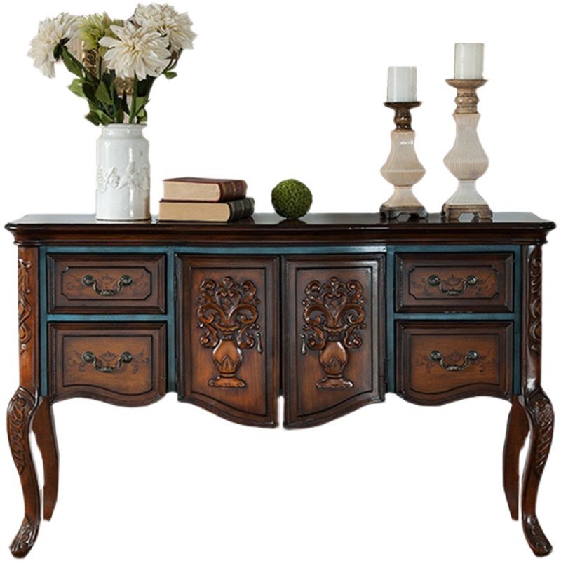 Solid Wood 35.4" Tall 2 - Door Accent Cabinet, Industrial Accent Cabinet with 4 Drawers Clearhalo 'Cabinets & Chests' 'cabinets_chests' 'furn' 'furn_cabinets_chests' 'Furniture' 'Living Room Furniture' 1200x1200_b2d73459-6dd6-43a6-8306-1f94e3b97edc