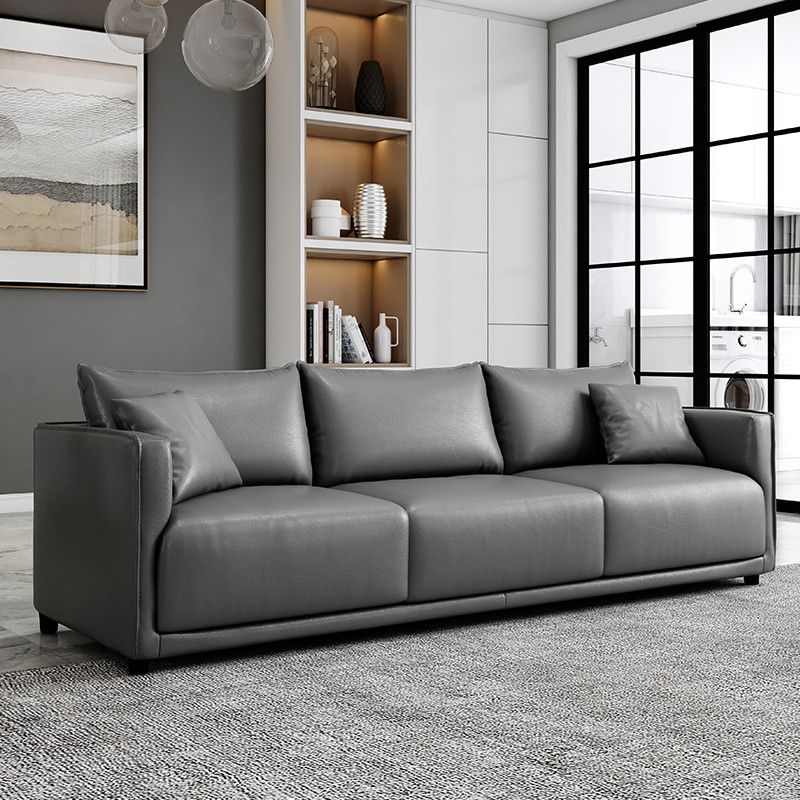 Minimalistischer 3-Sitzer-Kunstleder-Sofa-Sofa lose Rückensofa