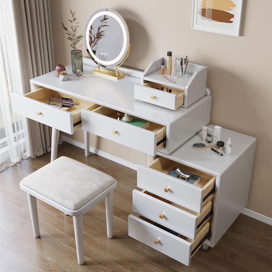 ScandinavianSolid Wood Table Makeup Vanity with Mirror and Drawers