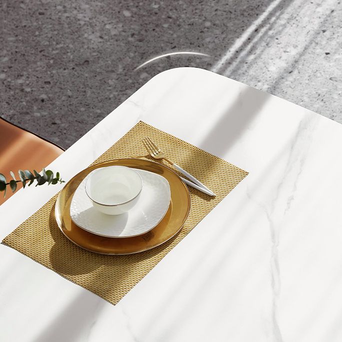 Wit eigentijdse rechthoekige stenen eettafel met 4 voet