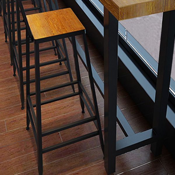 Industrial Rectangle Bar Table Set 1/6 Pieces Solid Wood Fixed Counter Table Clearhalo 'Bar Furniture' 'furn' 'furn_home_bar_bar_sets' 'Furniture' 'Home Bars & Bar Sets' 'home_bar_bar_sets' 'Kitchen & Dining Furniture' 1200x1200_b2d9b90d-350a-4cfd-9a09-504e663b4da0