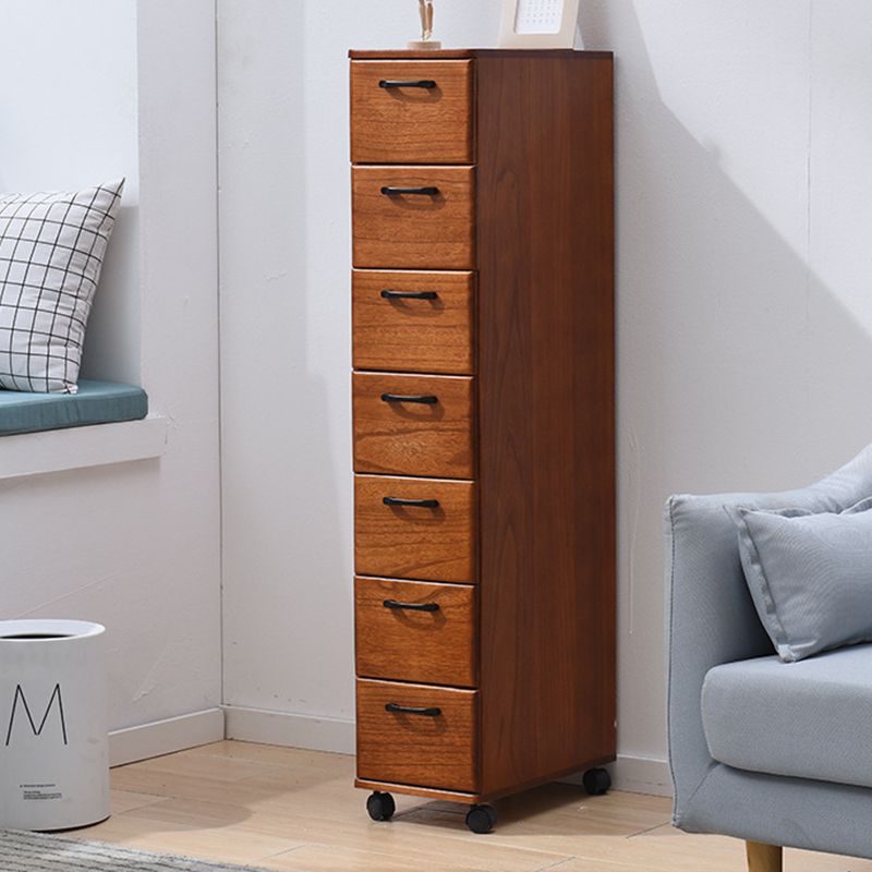 16.53 "Cofre de acento de ancho con cajones cofre de madera maciza con ruedas