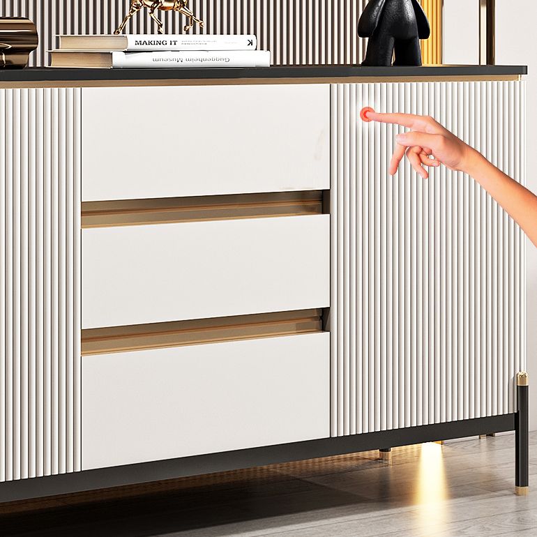 Sideboard da pranzo a 2 porte in stile glam con cassetti per soggiorno
