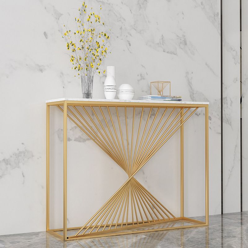 Contemporary Console Accent Table Antique Finish Console Sofa Table in Marble