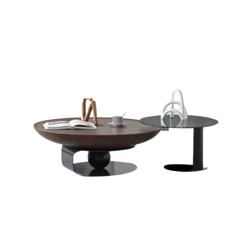 Nordic Style Cocktail Table Walnut/black Wood Round Coffee Table Clearhalo 'Coffee & Accent Tables' 'Coffee Tables' 'coffee_tables' 'furn' 'furn_coffee_tables' 'Furniture' 'furniture_coffee_tables' 'Living Room Furniture' 1200x1200_b2dc6bf9-1c47-4570-9b4f-aae131480c5b