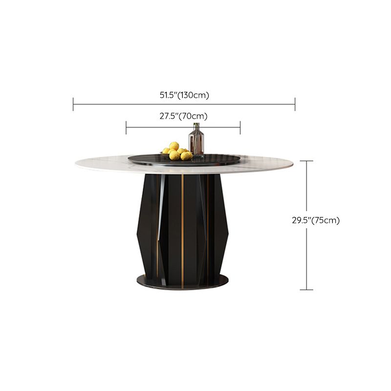 Modern Round Dining Table Sintered Stone Table with Wood Leg for Home