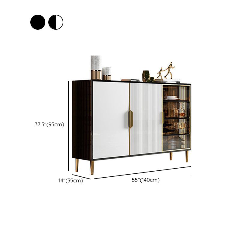 Porte in vetro in legno in stile glam Credenza a buffet con armadi