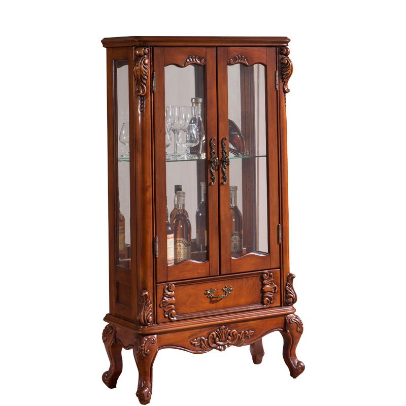 Traditional Rubberwood Display Stand Glass Doors Display Cabinet for Living Room Clearhalo 'Display & China Cabinets' 'display_china_cabinets' 'furn' 'furn_display_china_cabinets' 'Furniture' 'Kitchen & Dining Furniture' 1200x1200_b2df983c-1dae-4f30-bdd8-87f134df0a70