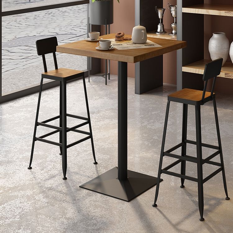 Indoor Industrial Bar Dining Table Square Metal and Wood Bar Table Clearhalo 'Bar Furniture' 'Bar Tables' 'bar_tables' 'furn' 'furn_bar_tables' 'Furniture' 'Kitchen & Dining Furniture' 1200x1200_b2dfb11d-7fd6-42a2-a47c-6a272269bec4