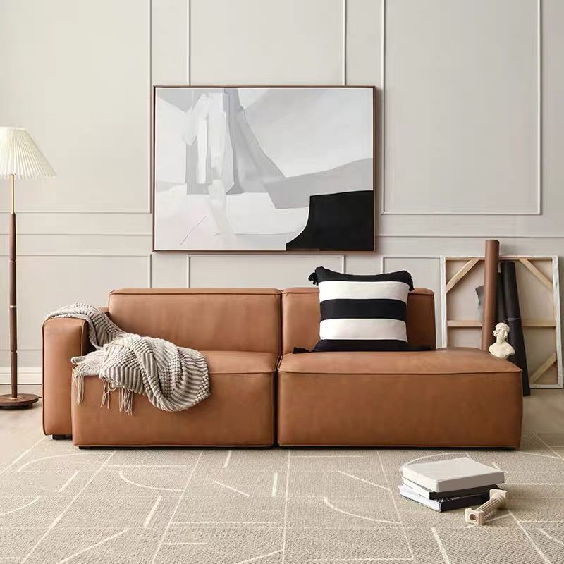 Zeitgenössischer stationärer Kunstleder Wohnzimmer Quadratarmofa