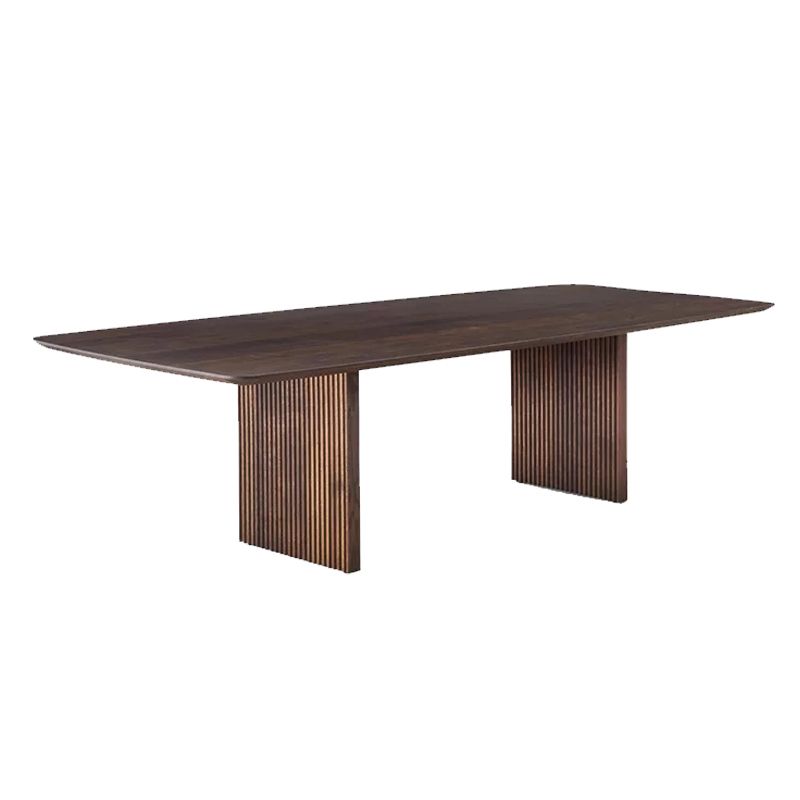 Matte Finish Dining Table with Double Pedestal Pine Wood Dinette Table for Kitchen Clearhalo 'Dining Tables & Seating' 'Dining Tables' 'dining_table' 'furn' 'furn_dining_table' 'Furniture' 'Kitchen & Dining Furniture' 1200x1200_b2e621b6-267a-4b33-b6b8-1251f7ab4494