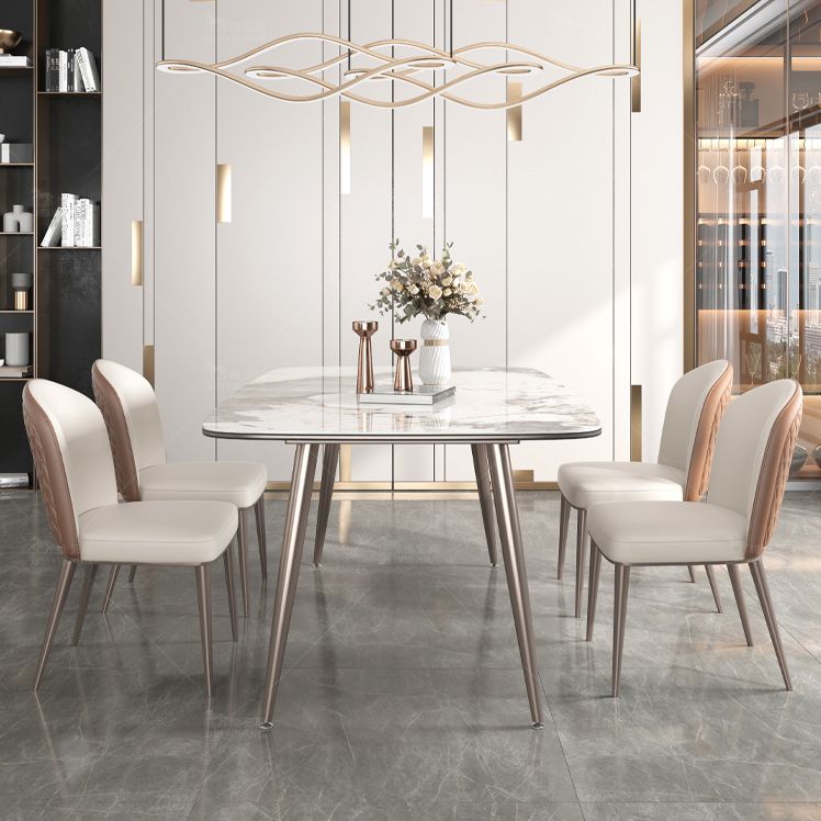 Luxury Style Home Sintered Stone Dining Table 4 Legs Base Rectangle Table Clearhalo ' dining_table' 'Dining Tables & Seating' 'Dining Tables' 'furn' 'furn_dining_table' 'Furniture' 'furniture_dining_table' 'Kitchen & Dining Furniture' 'kitchen&dining_furn' 'kitchen' 'kitchen_dining_table' 1200x1200_b2e76b6e-92a4-44b7-93fa-58f0500546a7
