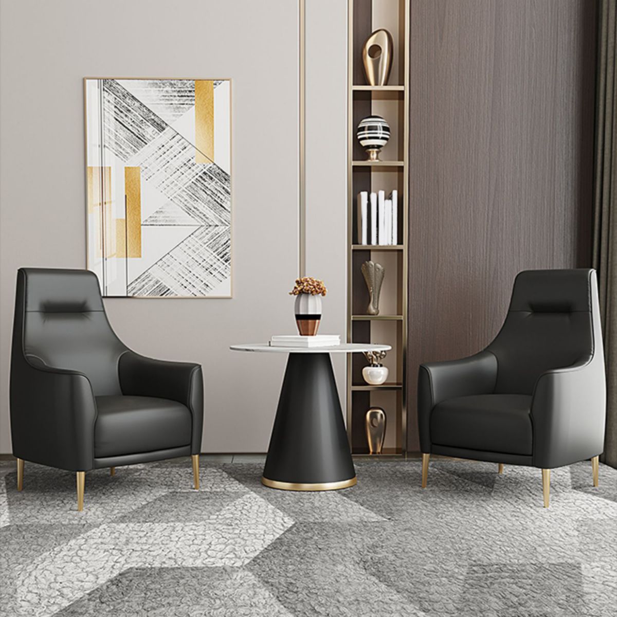 Glam Style Sintered Stone Dining Set Round 1/3/5 Pieces Dining Table Set for Home Use