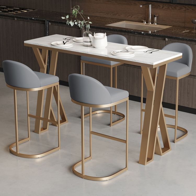 Rechthoekige barkruk en tafel Glam 1/5-delige pub-eetset