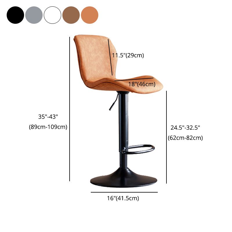 Contemporary Leather Adjustable Height Barstool Indoor Bar Stool with Low Back Clearhalo 'Bar Furniture' 'Bar Stools' 'bar_stools' 'furn' 'furn_bar_stools' 'furniture_bar_stools' 'Kitchen & Dining Furniture' 'kitchen&dining_furn' 'kitchen' 'kitchen_furn' Furniture' 1200x1200_b2eb1ea2-7151-445a-bd8e-711c4b039192