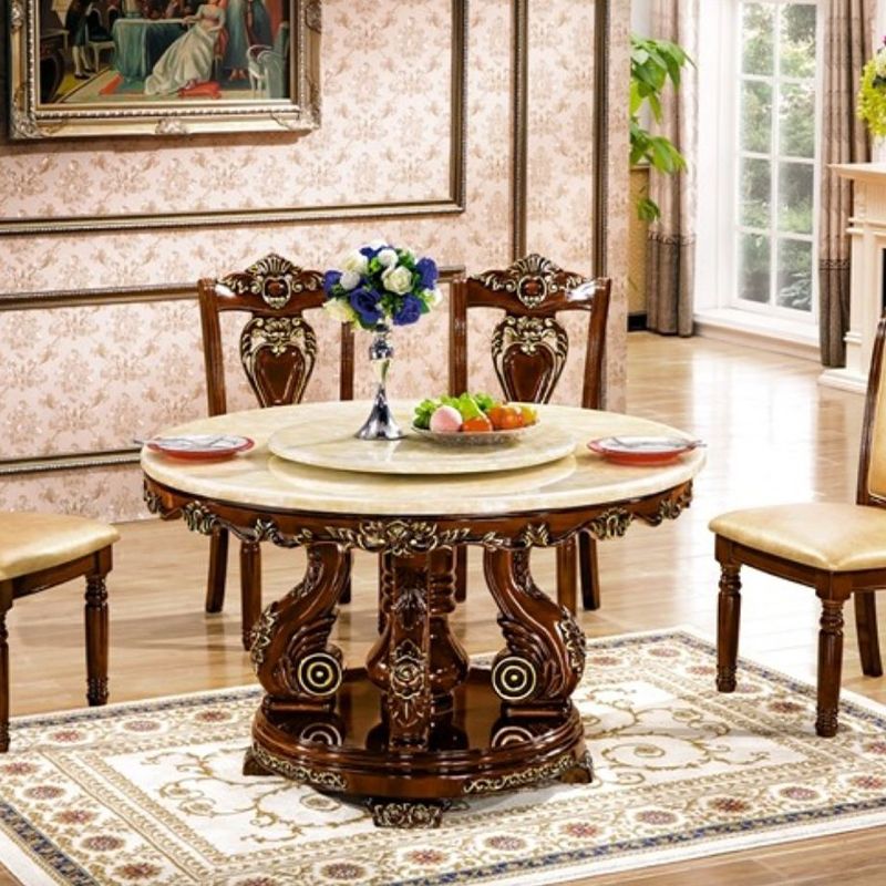 Round Shape Dining Site Table Marble Pedestal Dining Room Collection with Turntable Clearhalo 'Dining Tables & Seating' 'Dining Tables' 'dining_table' 'furn' 'furn_dining_table' 'Furniture' 'furniture_dining_table' 'Kitchen & Dining Furniture' 'kitchen' 'kitchen_dining_table' 1200x1200_b2eb21d1-c69f-4ab9-8ada-cb01cf8fabf3