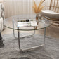 Contemporary Round Glass Top Coffee Table with Steel Sled Legs Clearhalo 'Coffee & Accent Tables' 'Coffee Tables' 'coffee_tables' 'furn' 'furn_coffee_tables' 'Furniture' 'Living Room Furniture' 1200x1200_b2ec8a00-39a8-401d-905e-12eb811cf4ec