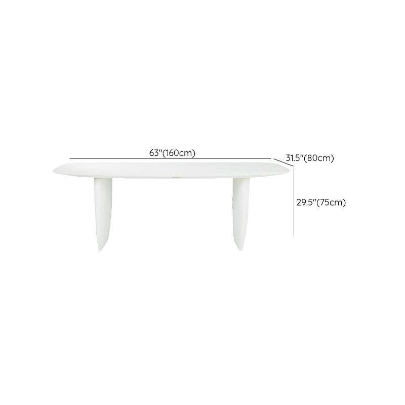 Rectangle White Indoor Dining Table Modern Dinette Table with Double Pedestal Clearhalo 'Dining Tables & Seating' 'Dining Tables' 'dining_table' 'furn' 'furn_dining_table' 'Furniture' 'Kitchen & Dining Furniture' 1200x1200_b2eda16c-2920-4e98-9bd4-76e7a1e1cd2e
