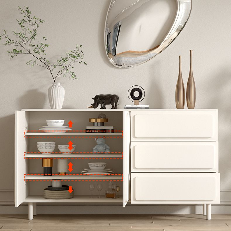 White Engineered Wood Buffet Server Modern Sideboard with Drawers Clearhalo 'buffet_sideboard' 'Buffets & Sideboards' 'furn' 'furn_buffet_sideboard' 'Furniture' 'Kitchen & Dining Furniture' 1200x1200_b2ee781a-66f5-4a47-ae59-b0c0cb776b2c