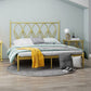 47" Tall Glam Open-Frame Bed Metal Standard Bed with Headboard