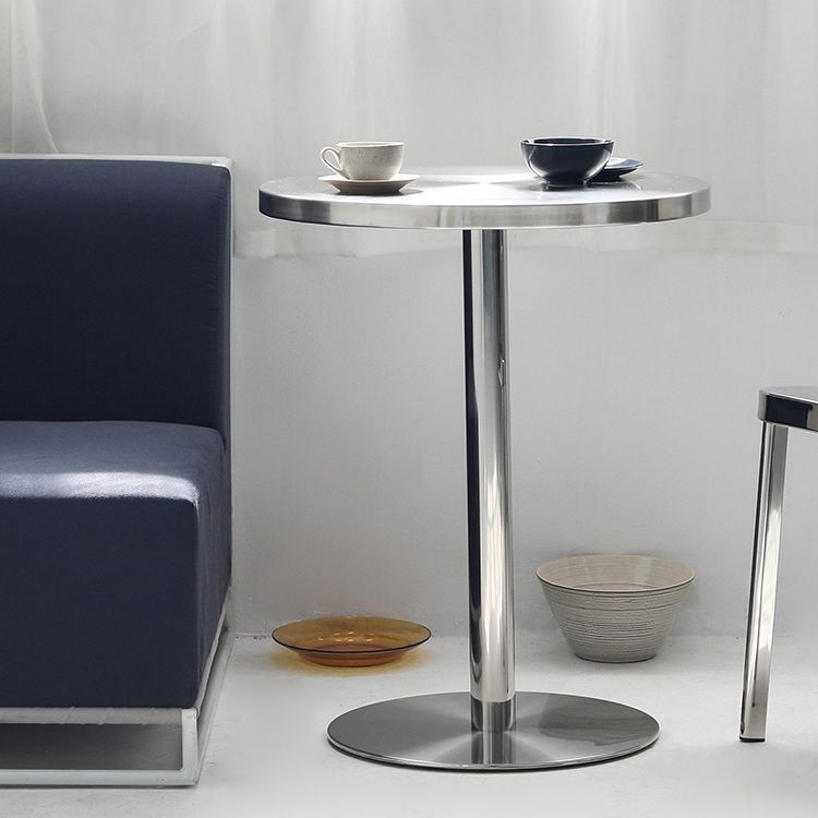 Industrial Dining Table Stainless Steel Table with Pedestal Base for Dining Room Clearhalo ' dining_table' 'Dining Tables & Seating' 'Dining Tables' 'furn' 'furn_dining_table' 'Furniture' 'furniture_dining_table' 'Kitchen & Dining Furniture' 'kitchen&dining_furn' 'kitchen' 'kitchen_dining_table' 1200x1200_b2f07839-1a0e-4bcd-b304-d3f0147de6d5