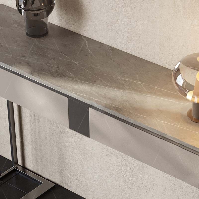 Rectangle Console Table Scratch Resistant with Stone Top for Hall