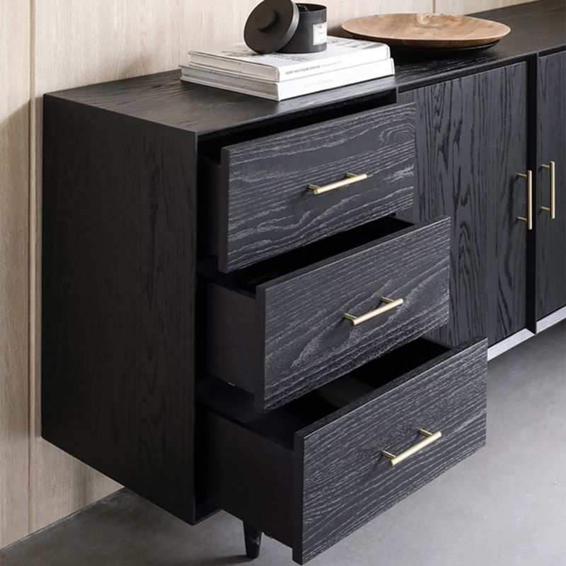 Black Buffet Server with Drawers Pine Solid Wood Dining Server Clearhalo 'buffet_sideboard' 'Buffets & Sideboards' 'furn' 'furn_buffet_sideboard' 'Furniture' 'Kitchen & Dining Furniture' 1200x1200_b2f43e25-7a8e-4b16-a812-6547b9455c9b