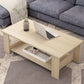 Mesa de centro rectangular moderna con estante de almacenamiento y 4 patas de madera