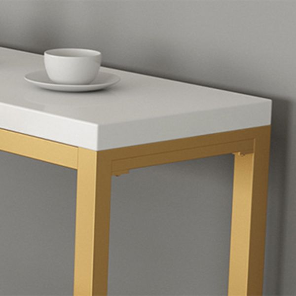 Glam Rectangle Indoor Pub Bar Table Gold Iron Bar Dining Table with Trestle Pedestal Clearhalo 'Bar Furniture' 'Bar Tables' 'bar_tables' 'furn' 'furn_bar_tables' 'Furniture' 'furniture_bar_tables' 'Kitchen & Dining Furniture' 'kitchen&dining_furn' 'kitchen' 1200x1200_b2f6b027-3233-4288-bc5f-636b9e525bc2