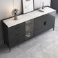 Server delle porte in vetro in stile credenza in pietra con armadi e cassetti