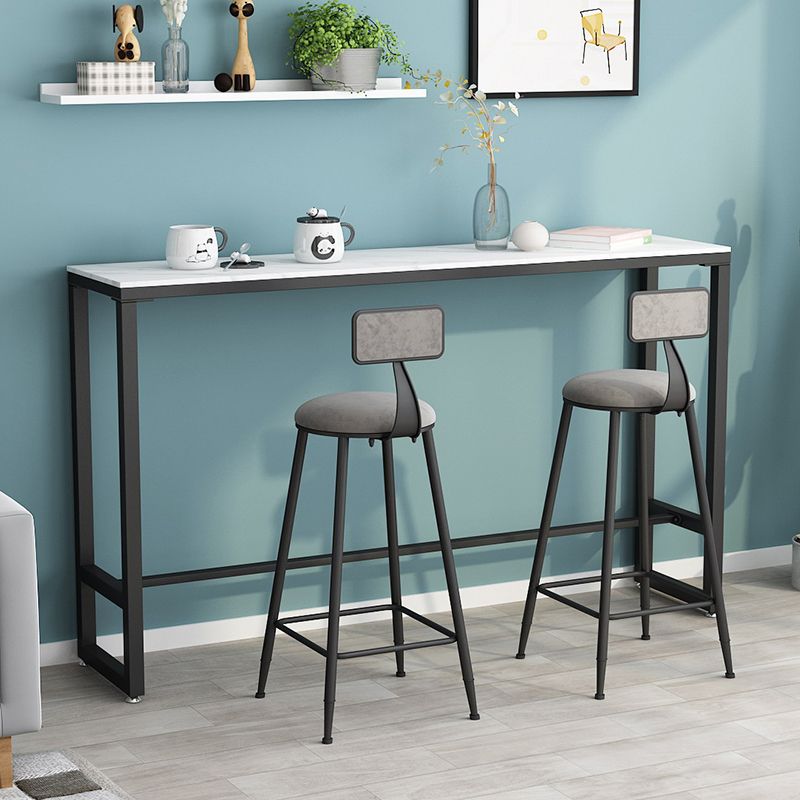 Modern Style Stone Bistro Bar Table Rectangle Metal Base Bar Table Clearhalo 'Bar Furniture' 'Bar Tables' 'bar_tables' 'furn' 'furn_bar_tables' 'Furniture' 'Kitchen & Dining Furniture' 1200x1200_b2f84651-60a6-48d0-97c5-e8aff83ad090
