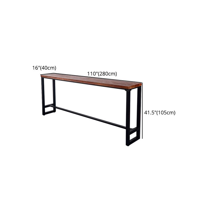Brown Trestle Industrial Cocktail Bar Table Rectangle Footrest Indoor Bar Wine Table Clearhalo 'Bar Furniture' 'Bar Tables' 'bar_tables' 'furn' 'furn_bar_tables' 'Furniture' 'furniture_bar_tables' 'Kitchen & Dining Furniture' 1200x1200_b2f8e903-180b-4263-8608-03846fce687b