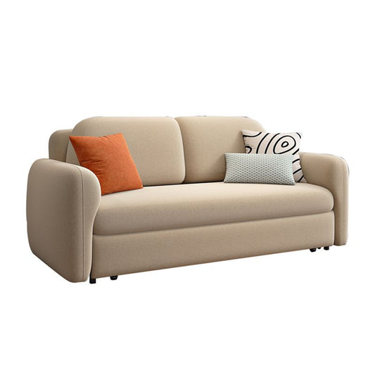 Hellbraunes runde Armsofa Bett zeitgenössische genähte Kissen -Rückensofa