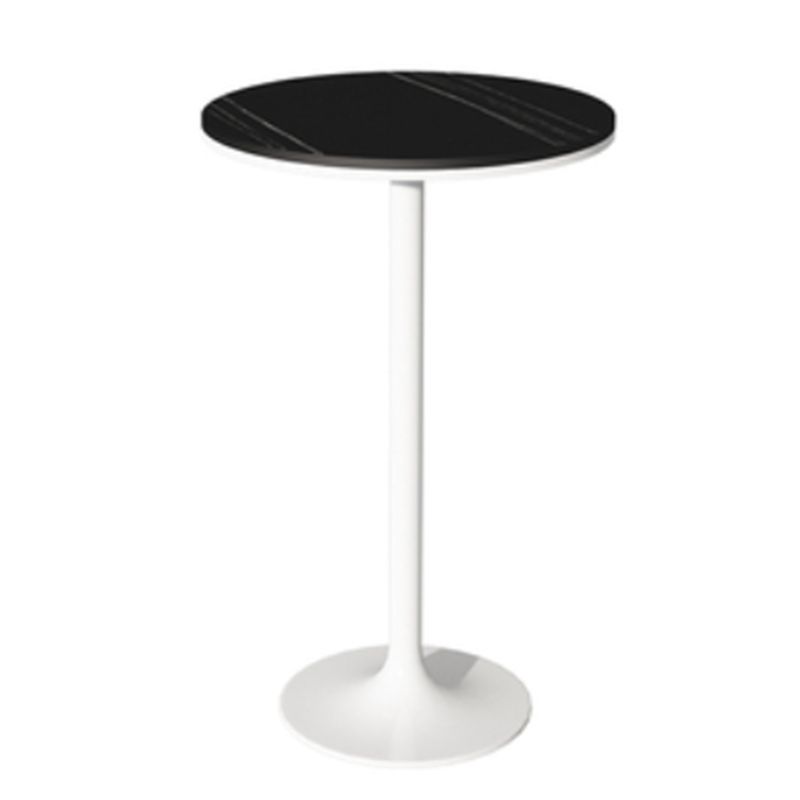 Stone Bar Dining Table Glam Round Bar Table with Pedestal for Milk Tea Shop