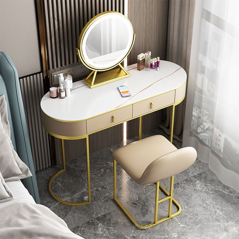 Glam 29.52 " H Slate Top Vanity Stool with Drawers Dressing Table Clearhalo 'Bedroom Furniture' 'furn' 'furn_makeup_vanities' 'Furniture' 'Makeup Vanities' 'makeup_vanities' 1200x1200_b2fcaa8e-89d3-43fa-9b5f-0345d662aabb