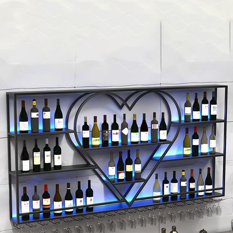 Modern Iron Wine Bottle & Glass Rack Wall Mounted Wine Rack Round