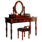 Traditional Solid Wood Vanity Dressing Table With Drawer, Brown Makeup Counter