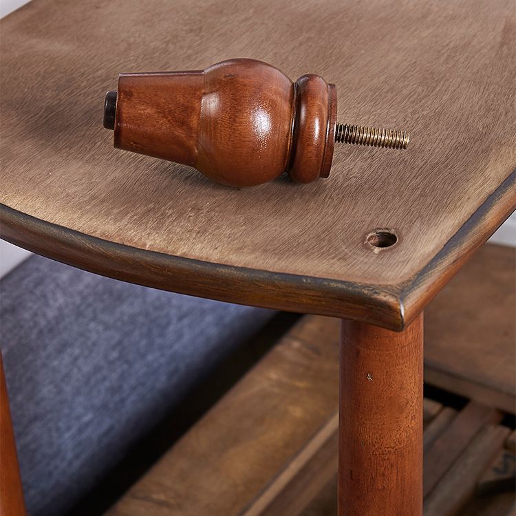 Mesa de extremo rectangular moderna 23 "de altura 4 patas de madera maciza mesa auxiliar