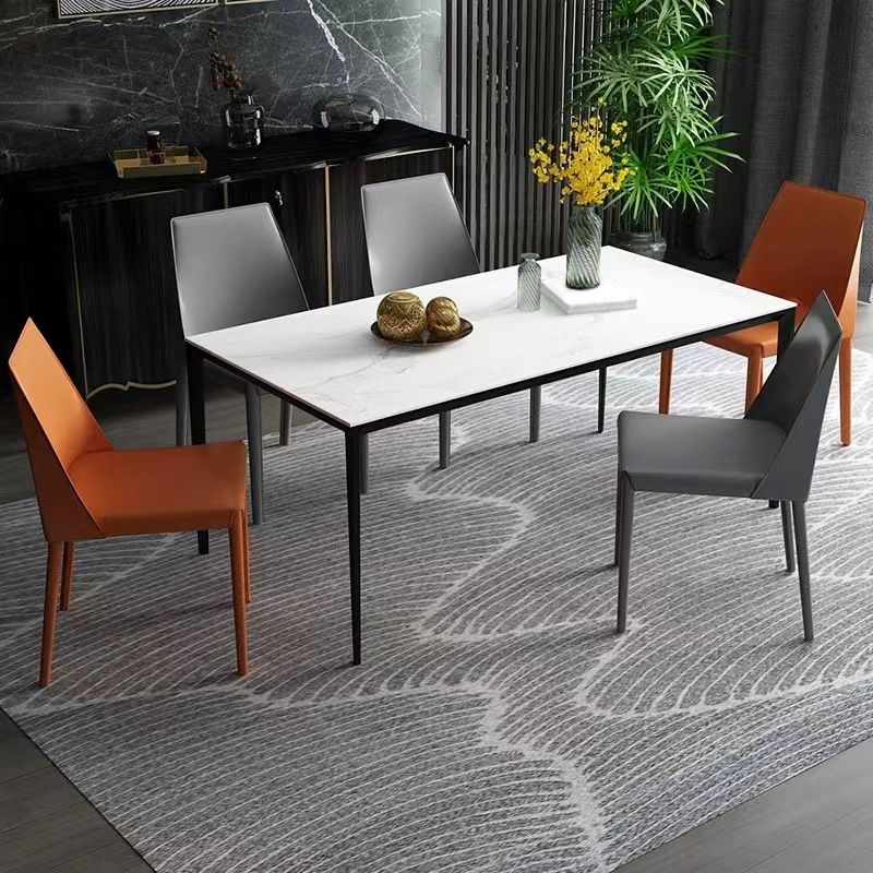 Mesa de comedor moderna medieval de piedra, mesa de comedor de 4 patas para cocina