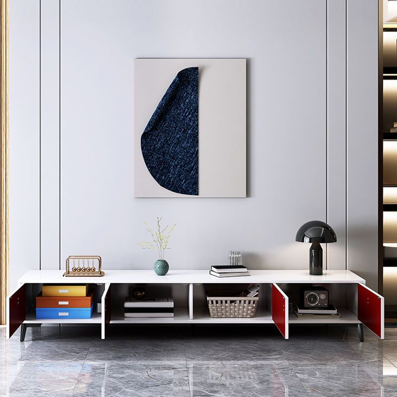 3 / 4 Doors Modern TV Stand Wood Closed Storage TV Media Stand , 12" D X 16" H Clearhalo 'furn' 'furn_tv_stands_entertainment_centers' 'Furniture' 'Living Room Furniture' 'TV Stands & Entertainment Centers' 'TV Stands & Media Storage Furniture' 'tv_stands_entertainment_centers' 1200x1200_b300d373-ae39-4cb2-bc24-574359b9a38a