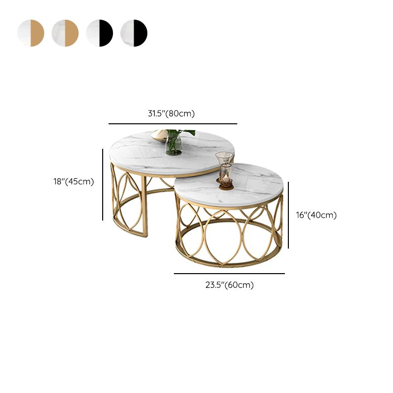 Slate White Coffee Table Frame 2 Piece Nesting Tables for Living Room Clearhalo 'Coffee & Accent Tables' 'Coffee Tables' 'coffee_tables' 'furn' 'furn_coffee_tables' 'Furniture' 'Living Room Furniture' 1200x1200_b303fe04-3dda-48bf-83f8-86469e53d24d