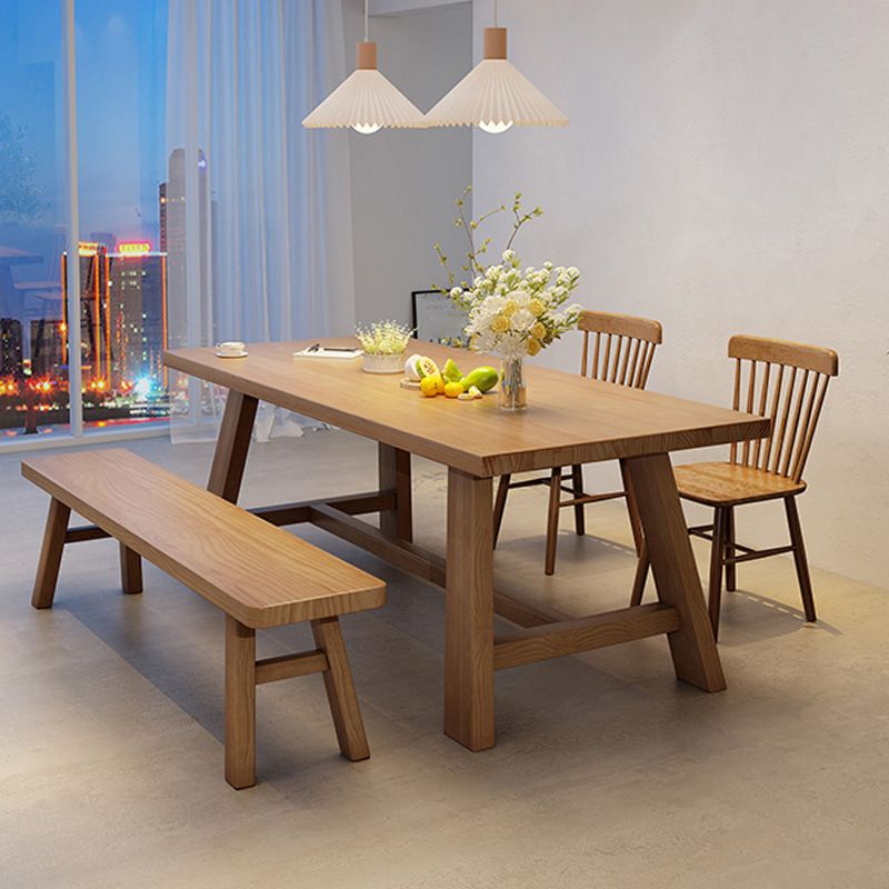 Industrial Style Dinette Table Rectangle Solid Wood Dinner Table in Brown Clearhalo 'Dining Tables & Seating' 'Dining Tables' 'dining_table' 'furn' 'furn_dining_table' 'Furniture' 'Kitchen & Dining Furniture' 1200x1200_b304209a-df09-4137-a6c9-936a91b1288a