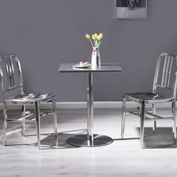 Square Table Dinette Table Industrial Stainless Steel Dinner Room Table with Tulip Base Clearhalo ' dining_table' 'Dining Tables & Seating' 'Dining Tables' 'furn' 'furn_dining_table' 'Furniture' 'furniture_dining_table' 'Kitchen & Dining Furniture' 'kitchen&dining_furn' 'kitchen' 'kitchen_dining_table' 1200x1200_b304b4f6-e3c5-4827-be79-4e5de8862a0d