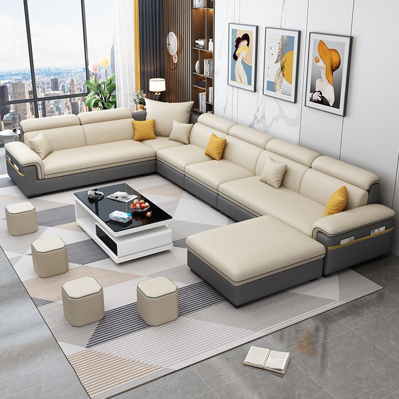 Fabric Pillow Top Arm Sectional Sofa 35.43"High Cushion Back Sofa with Storage Clearhalo 'furn' 'furn_sectionals' 'Furniture' 'furniture_sectionals' 'Living Room Furniture' 'Sectionals' 1200x1200_b305efd1-3c19-411e-bb12-f06b4b66eba7