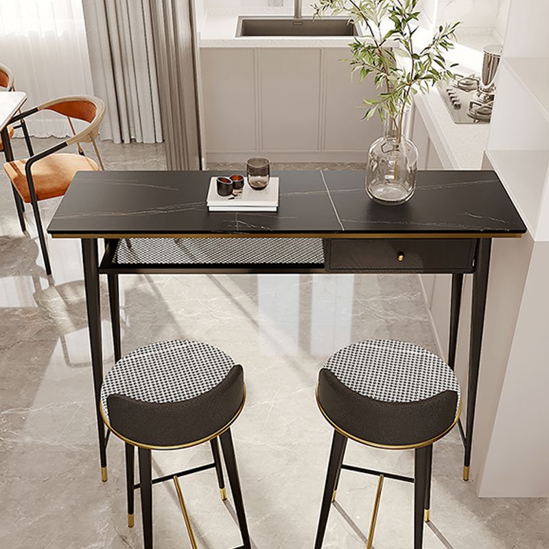 Industrial Marble Pub Table with Rectangle Table Top Legs Table - 41.3" H Clearhalo 'Bar Furniture' 'Bar Tables' 'bar_tables' 'furn' 'furn_bar_tables' 'Furniture' 'furniture_bar_tables' 'Kitchen & Dining Furniture' 1200x1200_b30a2d53-0c21-48ca-8ac3-d38f00d467c7