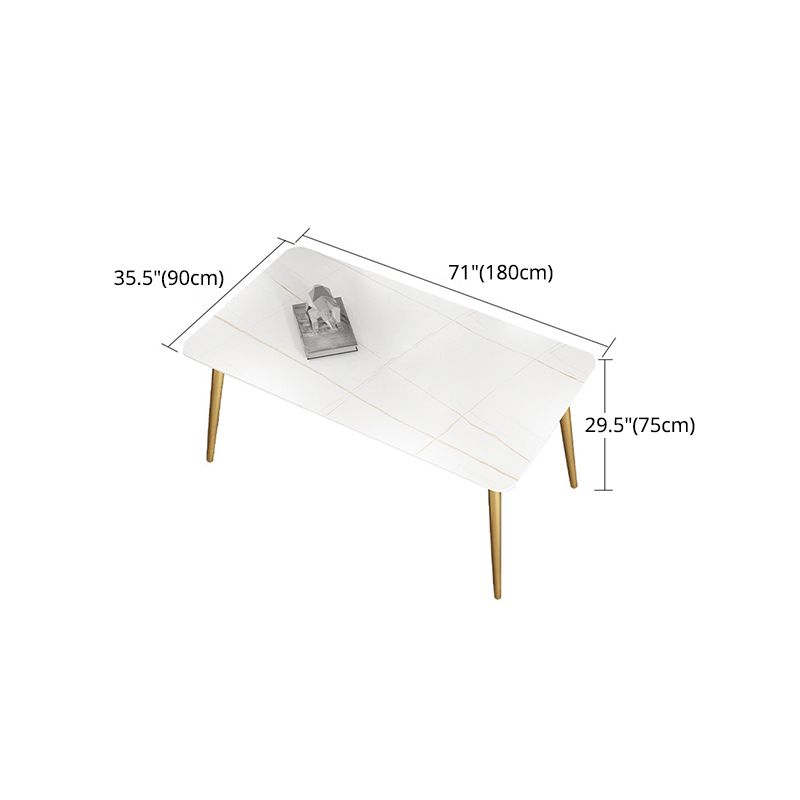 Glam Iron Dinette Set 1/4/7 Pieces Rectangle Dining Table Set with Sintered Stone Top